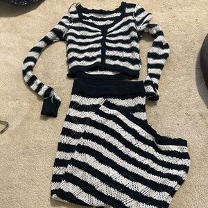 Striped Black and White Knit Set
